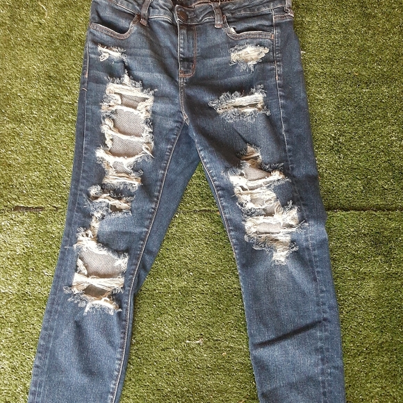 American Eagle Outfitters Denim - Women American Eagle Next Level Stretch Dark Wash Distressed Jeans Size 10